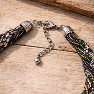 Collana etnica statement con ciondolo maxi argento | Collana tribale multicolor girocollo donna estate mare Boho
