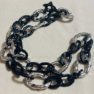 Collana catena maxi nera e argento maglia grossa lunga | Collana statement donna stile rock industrial urban chic