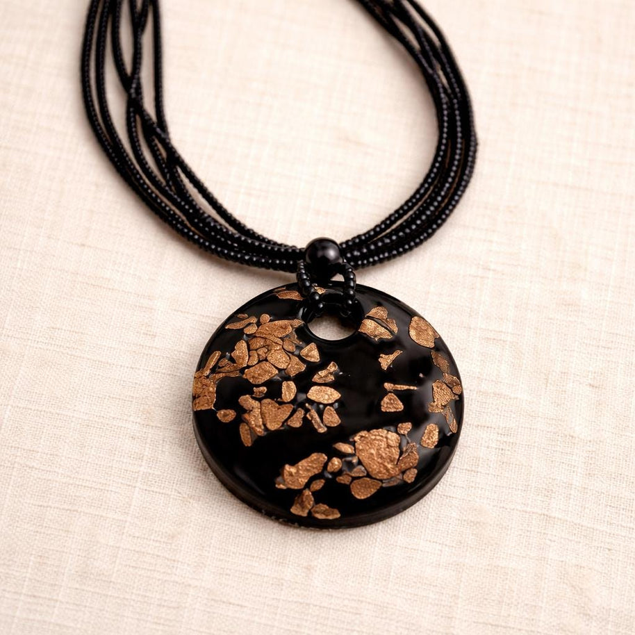 Collana in vetro di Murano oro e nero elegante | Collana donna da indossare tutti i giorni | Gioiello antiallergico