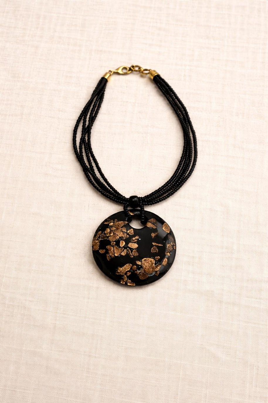 Collana in vetro di Murano oro e nero elegante | Collana donna da indossare tutti i giorni | Gioiello antiallergico