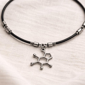 Collana molecola serotonina in acciaio| Collana chimica scientifica stile goth alternativa| Gioiello dark minimal