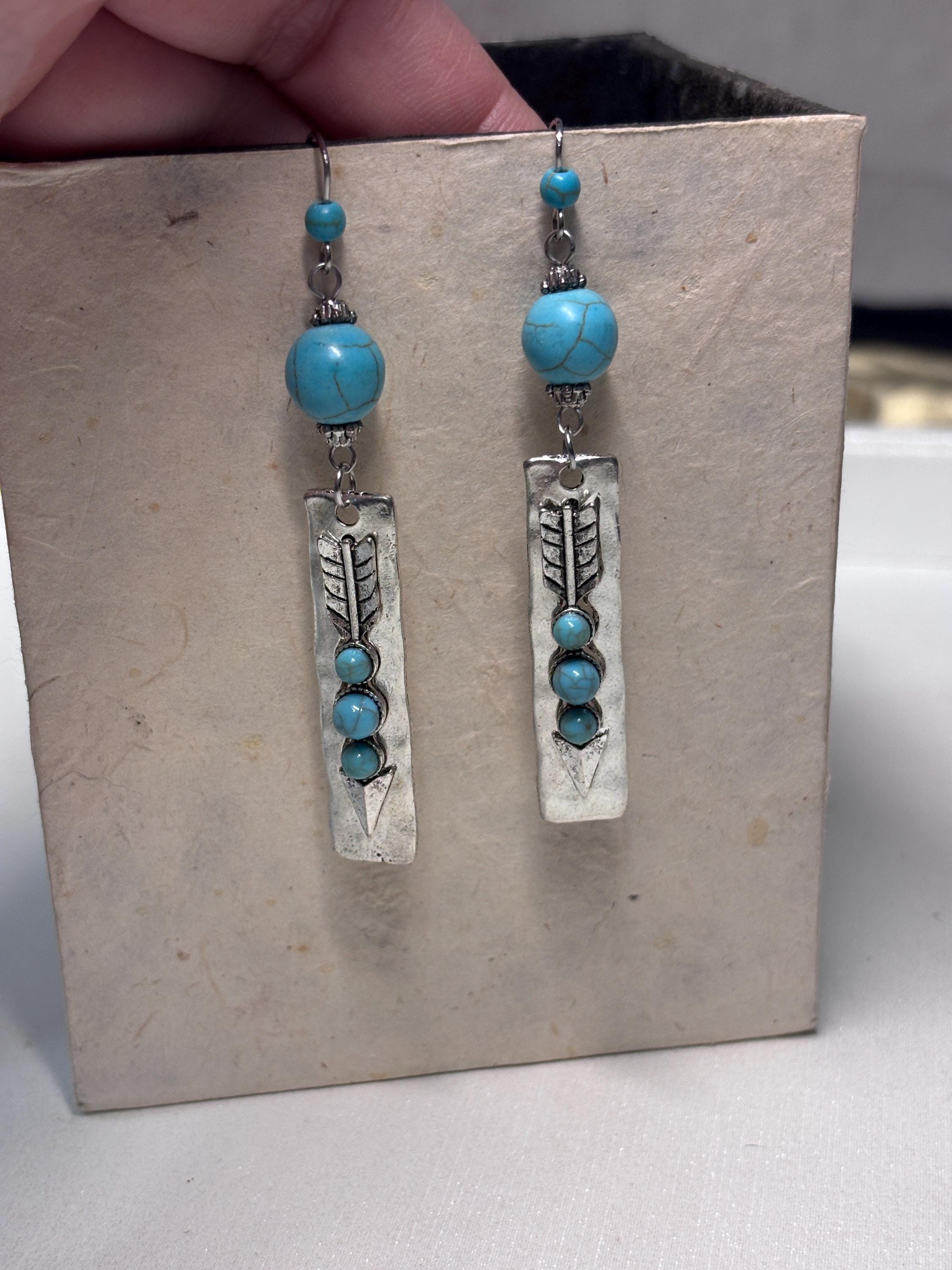 Orecchini boho turchese e argento | Orecchini pendenti stile boho | Orecchini artigianali donna | Idea regalo
