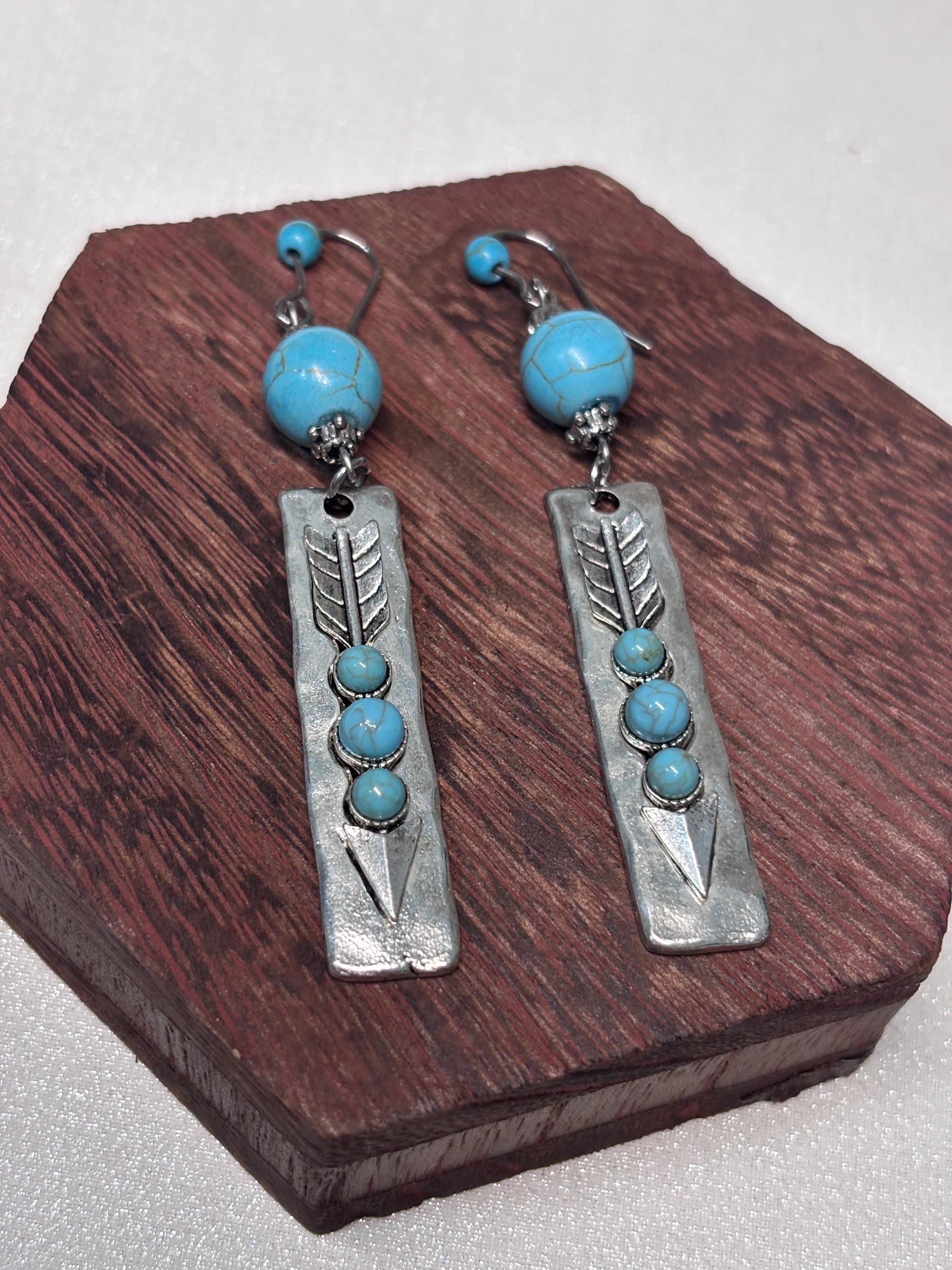 Orecchini boho turchese e argento | Orecchini pendenti stile boho | Orecchini artigianali donna | Idea regalo