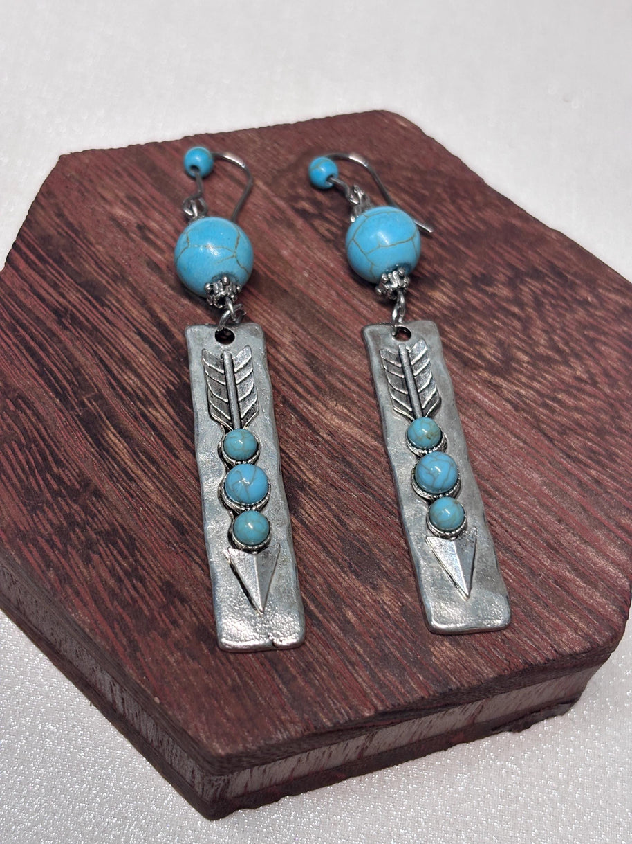 Orecchini boho turchese e argento | Orecchini pendenti stile boho | Orecchini artigianali donna | Idea regalo