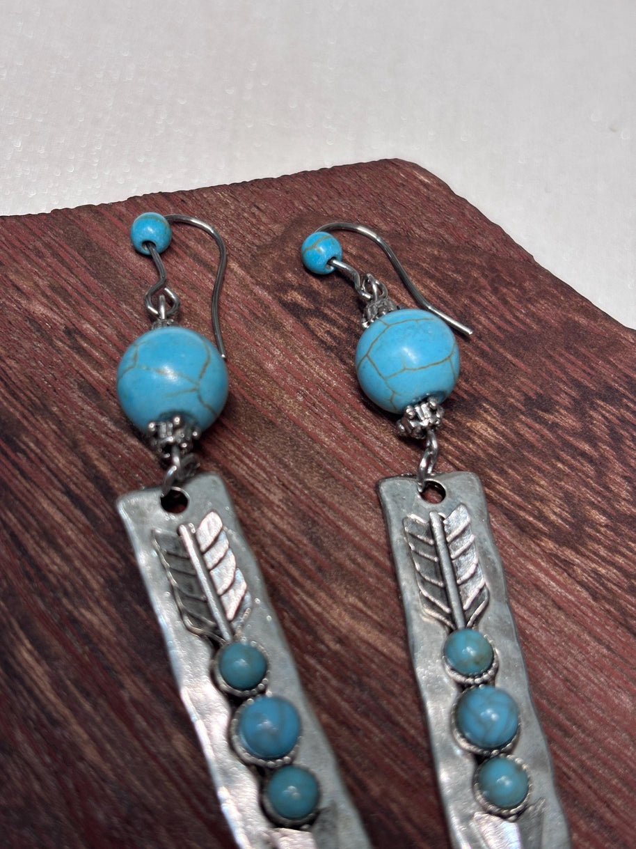 Orecchini boho turchese e argento | Orecchini pendenti stile boho | Orecchini artigianali donna | Idea regalo