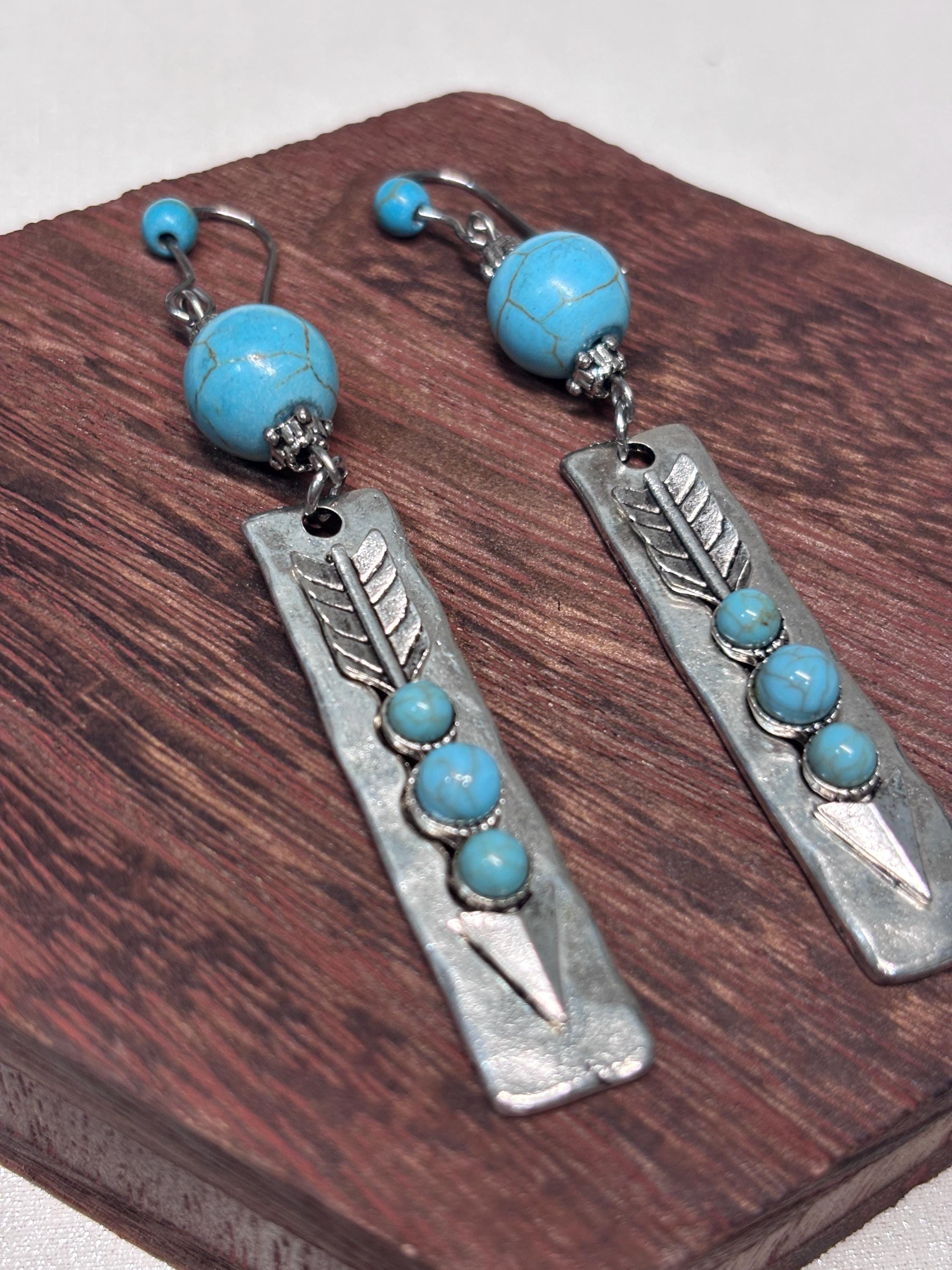 Orecchini boho turchese e argento | Orecchini pendenti stile boho | Orecchini artigianali donna | Idea regalo