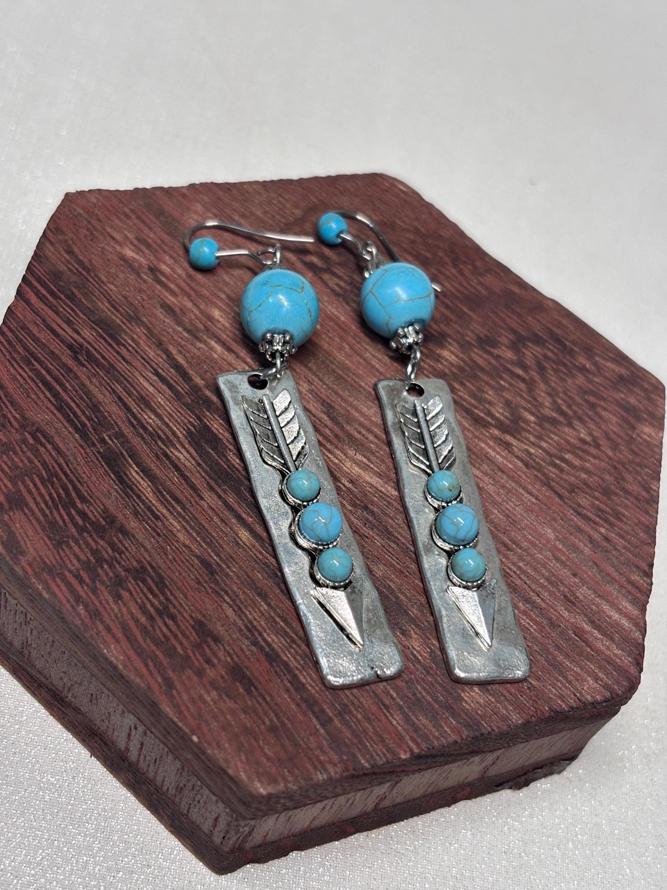 Orecchini boho turchese e argento | Orecchini pendenti stile boho | Orecchini artigianali donna | Idea regalo