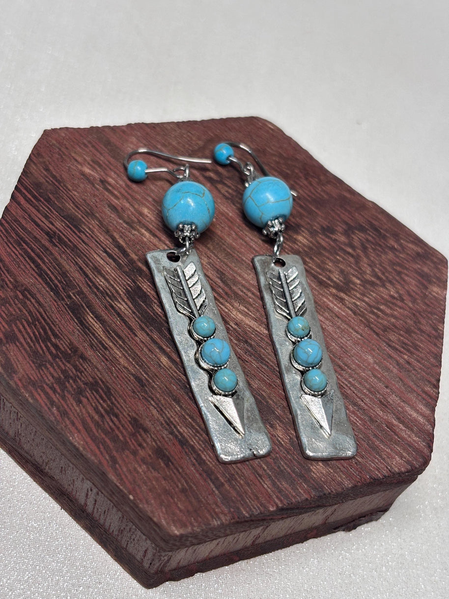 Orecchini boho turchese e argento | Orecchini pendenti stile boho | Orecchini artigianali donna | Idea regalo