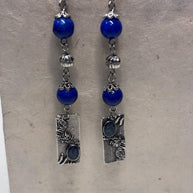 Orecchini boho blu pendenti con pietra | Orecchini lunghi artigianali in acciaio | Gioielli boho chic donna | Idea regalo donna