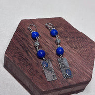 Orecchini boho blu pendenti con pietra | Orecchini lunghi artigianali in acciaio | Gioielli boho chic donna | Idea regalo donna
