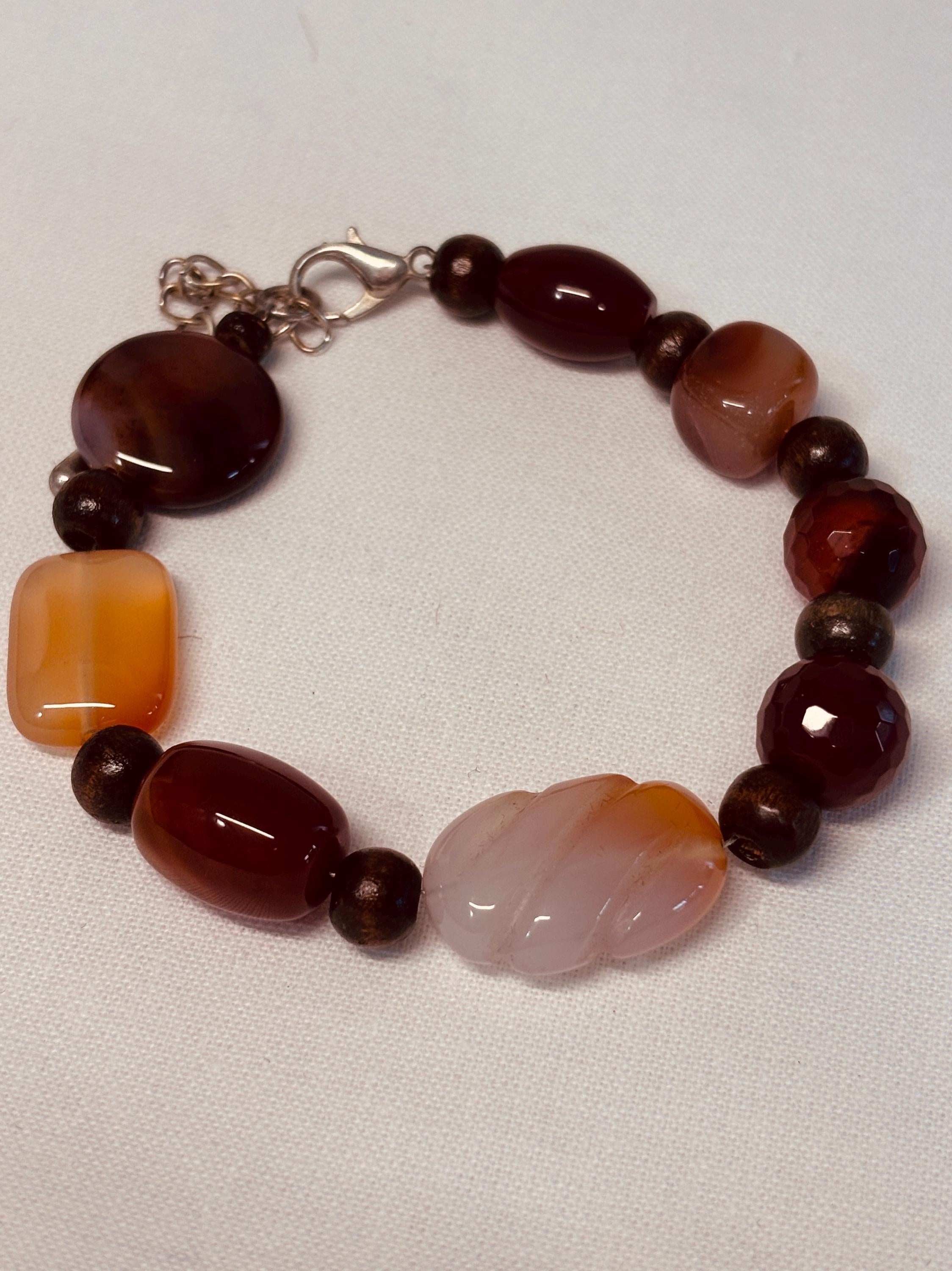 Bracciale in pietre dure naturali agata e corniola | Bracciale boho con perle naturali | Gioiello artigianale donna | Idea regalo