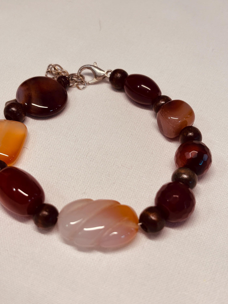 Bracciale in pietre dure naturali agata e corniola | Bracciale boho con perle naturali | Gioiello artigianale donna | Idea regalo