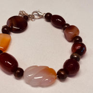 Bracciale in pietre dure naturali agata e corniola | Bracciale boho con perle naturali | Gioiello artigianale donna | Idea regalo