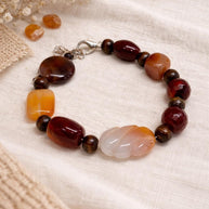 Bracciale in pietre dure naturali agata e corniola | Bracciale boho con perle naturali | Gioiello artigianale donna | Idea regalo