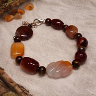 Bracciale in pietre dure naturali agata e corniola | Bracciale boho con perle naturali | Gioiello artigianale donna | Idea regalo