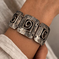 Bracciale vintage anni 70 argentato | Bracciale donna con maglie in metallo | Gioiello vintage retro