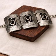 Bracciale vintage anni 70 argentato | Bracciale donna con maglie in metallo | Gioiello vintage retro