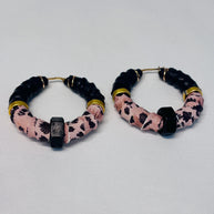 Orecchini a cerchio rock con bullone nero e stampa leopardata | Hoop earrings stile industrial | Orecchini acciaio antiallergico donna