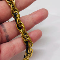 Bracciale catena oro con perline nere | Bracciale maglia larga acciaio inox | Bracciale elegante donna regolabile