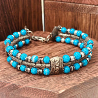 Bracciale uomo pietra turchese | Bracciale perline etnico boho | Gioiello uomo semirigido | Idea regalo uomo