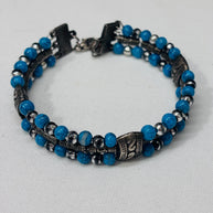 Bracciale uomo pietra turchese | Bracciale perline etnico boho | Gioiello uomo semirigido | Idea regalo uomo