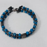 Bracciale uomo pietra turchese | Bracciale perline etnico boho | Gioiello uomo semirigido | Idea regalo uomo
