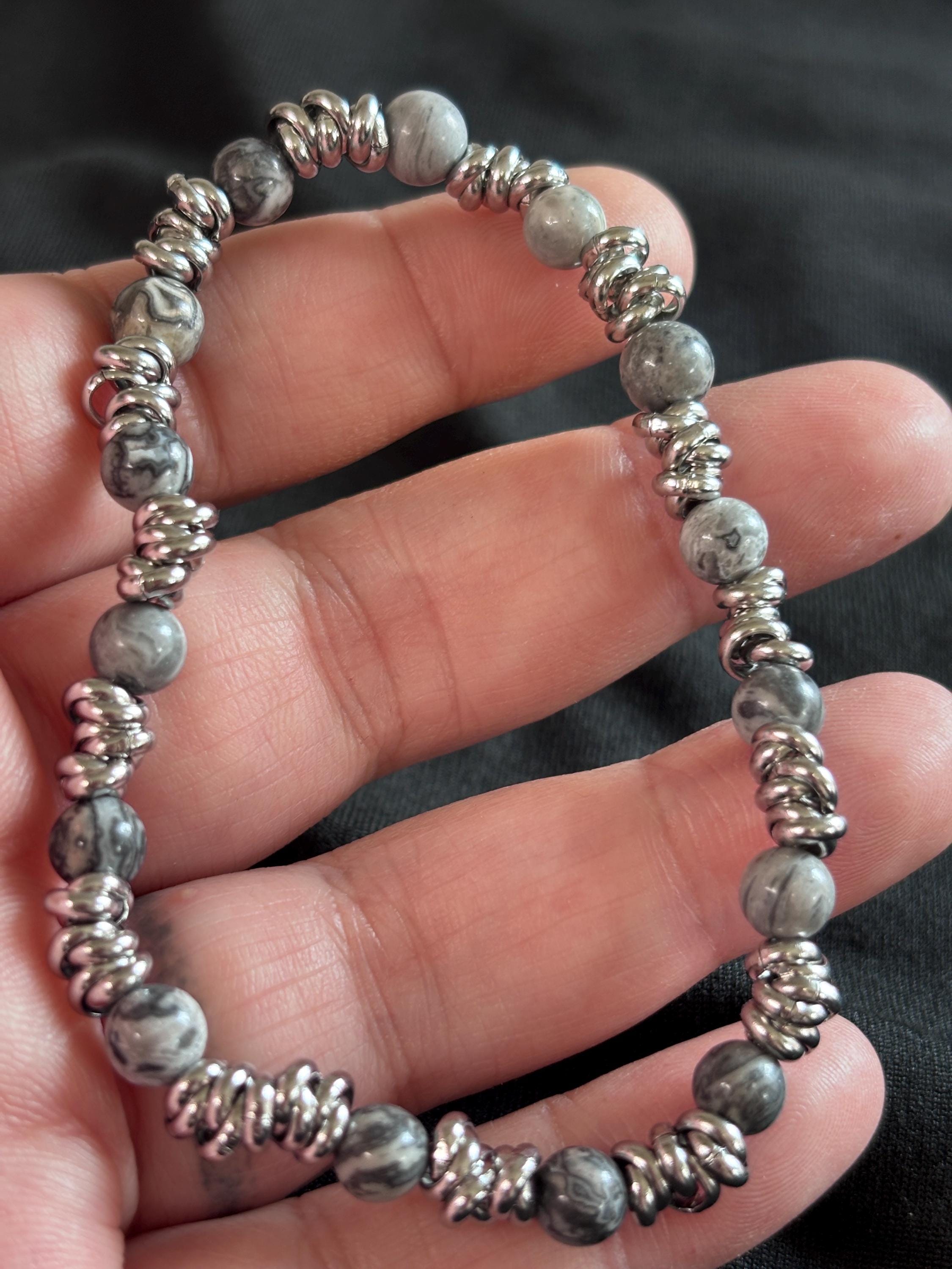Bracciale uomo pietre naturali e acciaio | Bracciale elasticizzato uomo onice lapislazzuli jasper | Bracciale minimal uomo |Idea regalo uomo