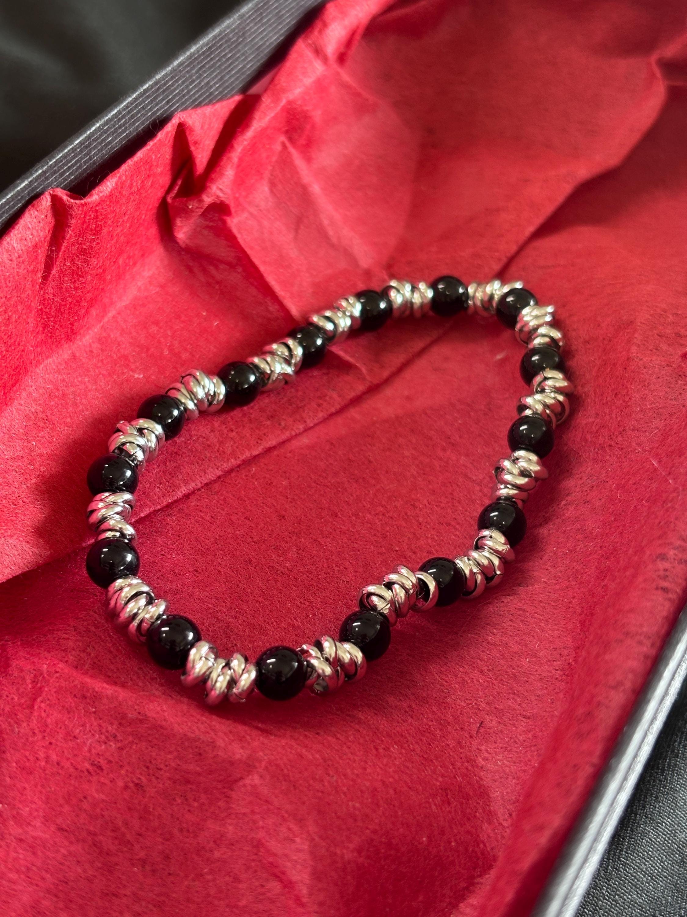 Bracciale uomo pietre naturali e acciaio | Bracciale elasticizzato uomo onice lapislazzuli jasper | Bracciale minimal uomo |Idea regalo uomo