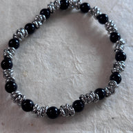Bracciale uomo pietre naturali e acciaio | Bracciale elasticizzato uomo onice lapislazzuli jasper | Bracciale minimal uomo |Idea regalo uomo
