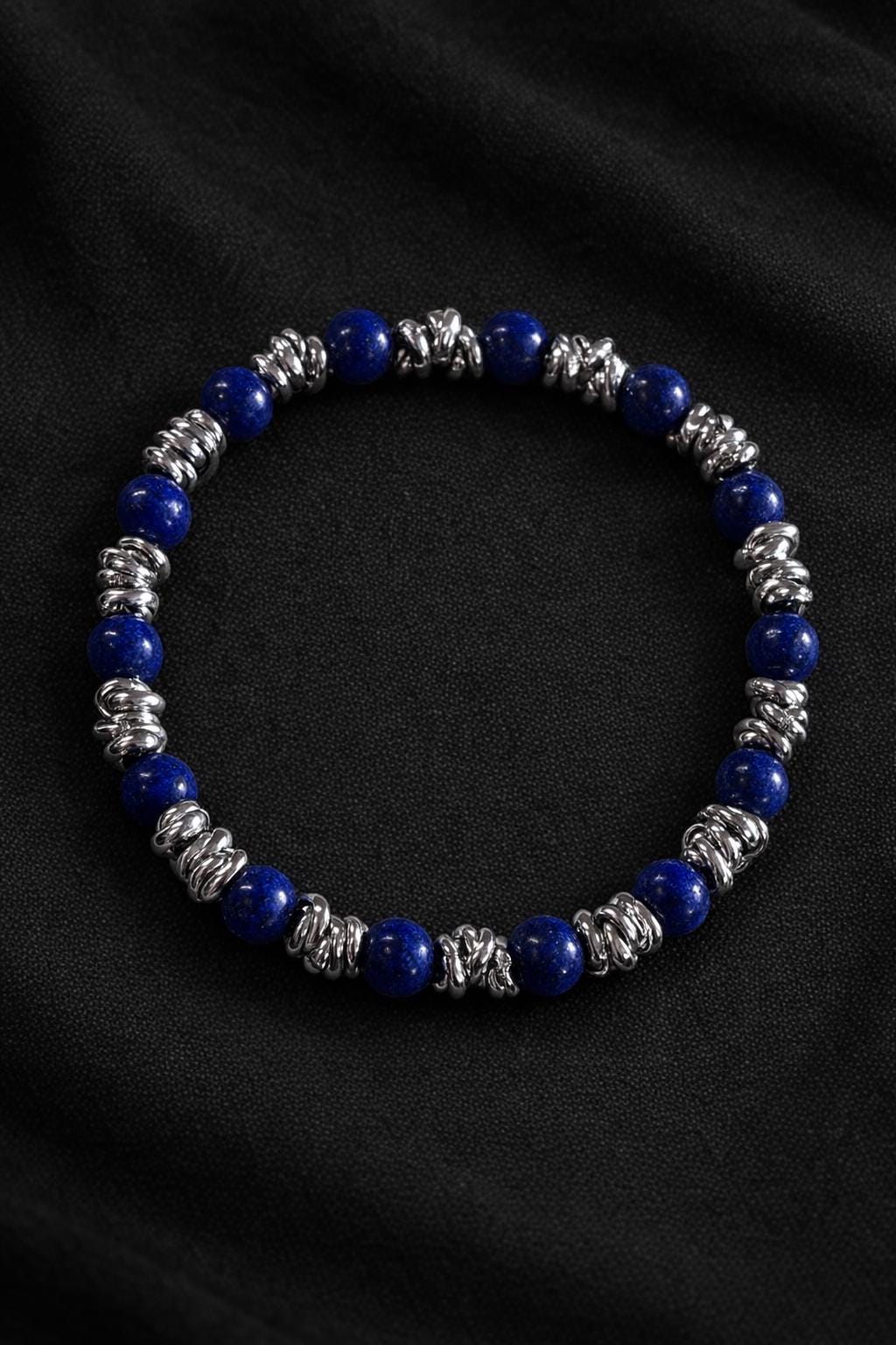 Bracciale uomo pietre naturali e acciaio | Bracciale elasticizzato uomo onice lapislazzuli jasper | Bracciale minimal uomo |Idea regalo uomo