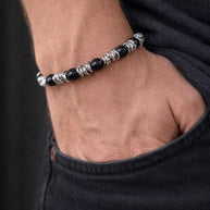 Bracciale uomo pietre naturali e acciaio | Bracciale elasticizzato uomo onice lapislazzuli jasper | Bracciale minimal uomo |Idea regalo uomo