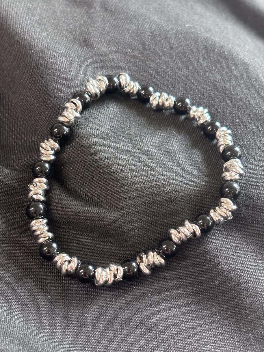Bracciale uomo pietre naturali e acciaio | Bracciale elasticizzato uomo onice lapislazzuli jasper | Bracciale minimal uomo |Idea regalo uomo