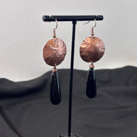 Orecchini rame pendente nero | Orecchini rame martellato | Orecchini lunghi rame fatti a mano | Idea regalo donna