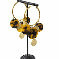Orecchini cerchio grandi tartarugati | Hoop earrings acciaio e resina | Orecchini pendenti oro donna eleganti | Orecchini estivi