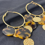 Orecchini cerchio grandi tartarugati | Hoop earrings acciaio e resina | Orecchini pendenti oro donna eleganti | Orecchini estivi
