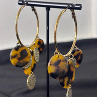 Orecchini cerchio grandi tartarugati | Hoop earrings acciaio e resina | Orecchini pendenti oro donna eleganti | Orecchini estivi