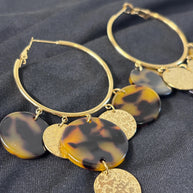 Orecchini cerchio grandi tartarugati | Hoop earrings acciaio e resina | Orecchini pendenti oro donna eleganti | Orecchini estivi