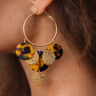 Orecchini cerchio grandi tartarugati | Hoop earrings acciaio e resina | Orecchini pendenti oro donna eleganti | Orecchini estivi