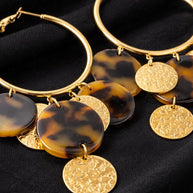 Orecchini cerchio grandi tartarugati | Hoop earrings acciaio e resina | Orecchini pendenti oro donna eleganti | Orecchini estivi
