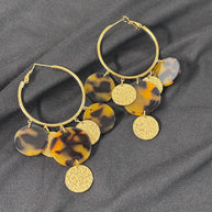 Orecchini cerchio grandi tartarugati | Hoop earrings acciaio e resina | Orecchini pendenti oro donna eleganti | Orecchini estivi