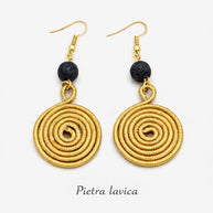 Orecchini spirale in alluminio con pietra naturale | Spiral earrings with natural stone | Orecchini boho leggeri antiallergici | 10 colori