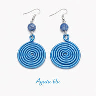 Orecchini spirale in alluminio con pietra naturale | Spiral earrings with natural stone | Orecchini boho leggeri antiallergici | 10 colori