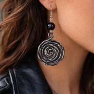 Orecchini spirale in alluminio con pietra naturale | Spiral earrings with natural stone | Orecchini boho leggeri antiallergici | 10 colori
