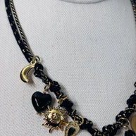 Black gold charm necklace heart | Collana charms nera e oro | Collana ciondoli sole stella corno | Charm necklace black gold