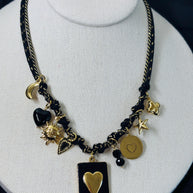 Black gold charm necklace heart | Collana charms nera e oro | Collana ciondoli sole stella corno | Charm necklace black gold
