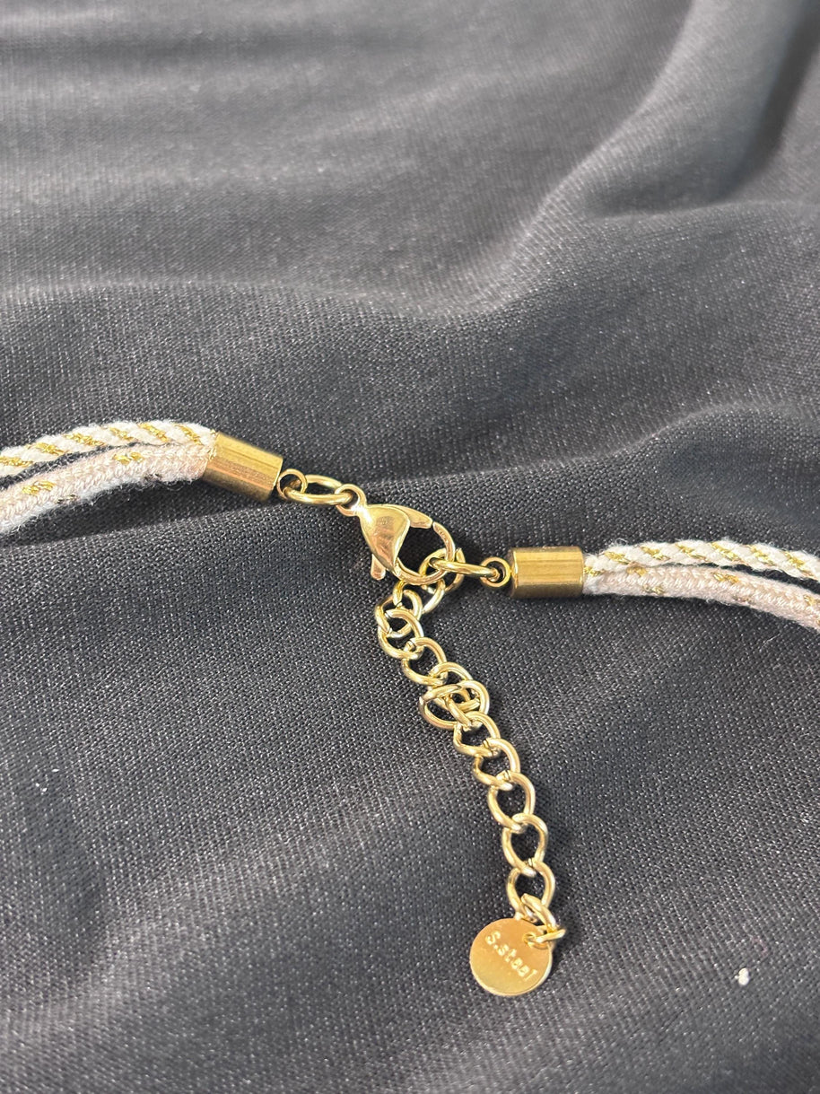 Black gold charm necklace heart | Collana charms panna e oro | Collana ciondoli sole stella luna | Charm necklace ivory gold