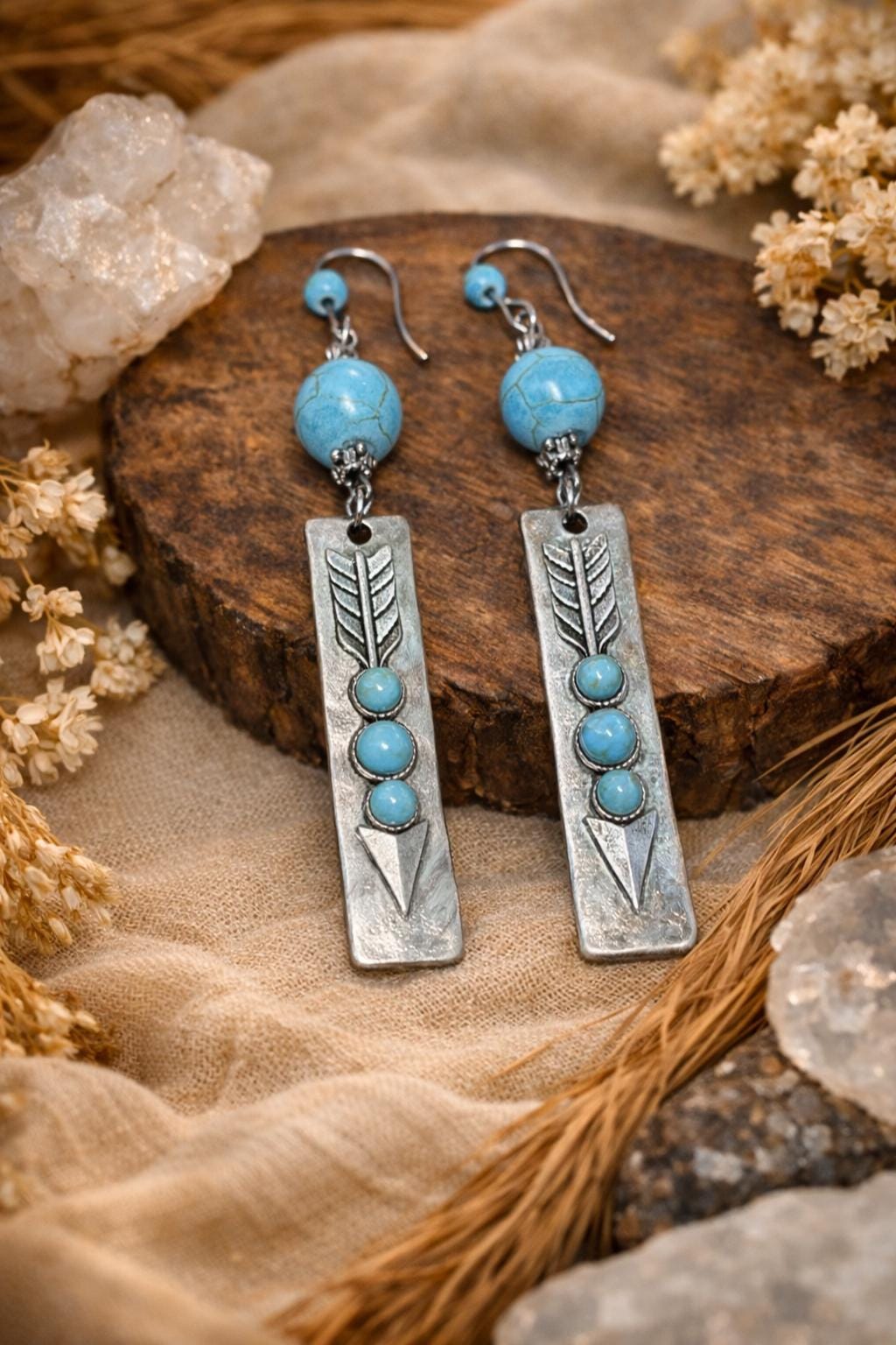 Orecchini boho turchese e argento | Orecchini pendenti stile boho | Orecchini artigianali donna | Idea regalo