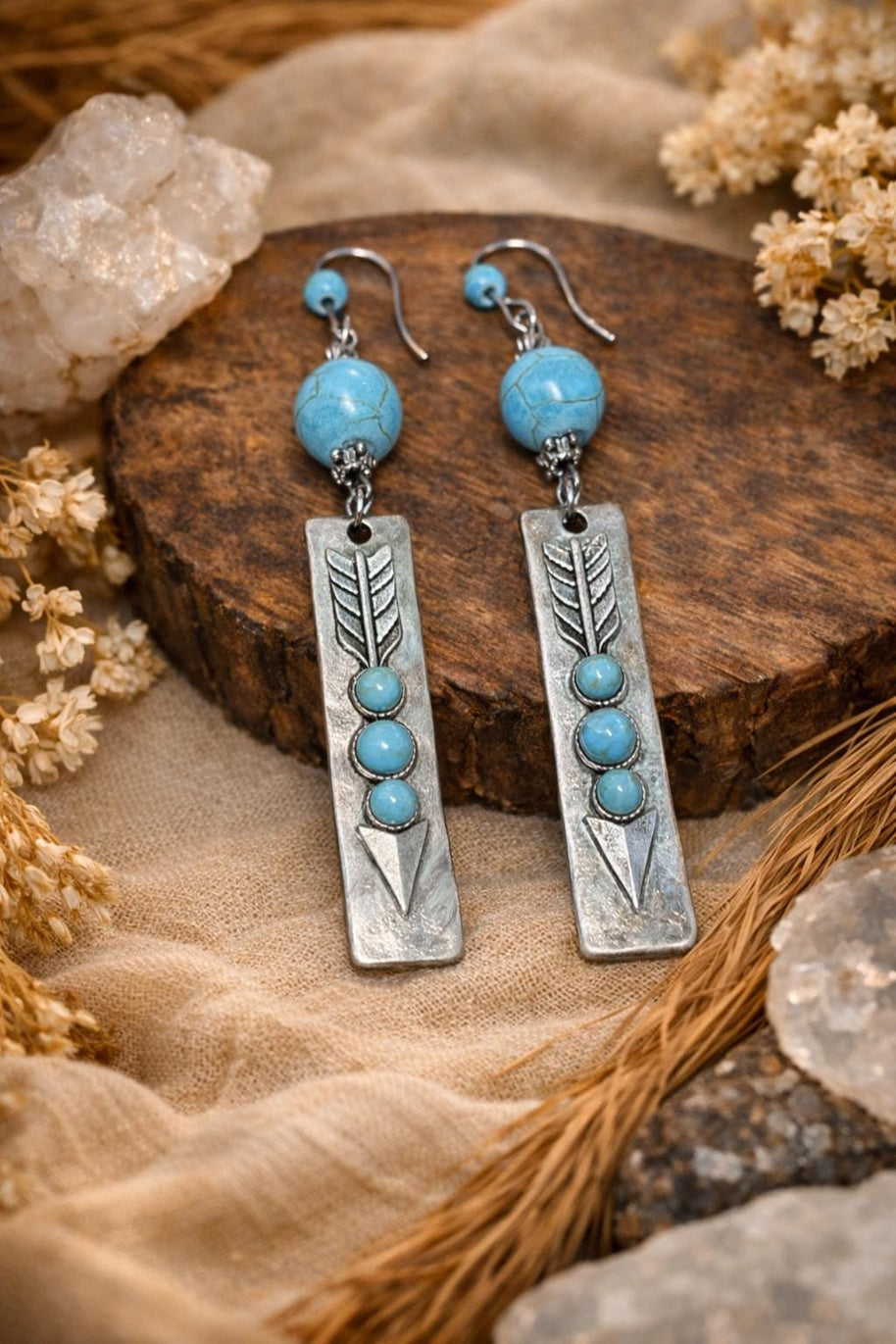 Orecchini boho turchese e argento | Orecchini pendenti stile boho | Orecchini artigianali donna | Idea regalo