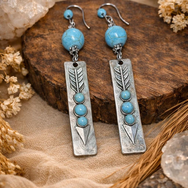 Orecchini boho turchese e argento | Orecchini pendenti stile boho | Orecchini artigianali donna | Idea regalo