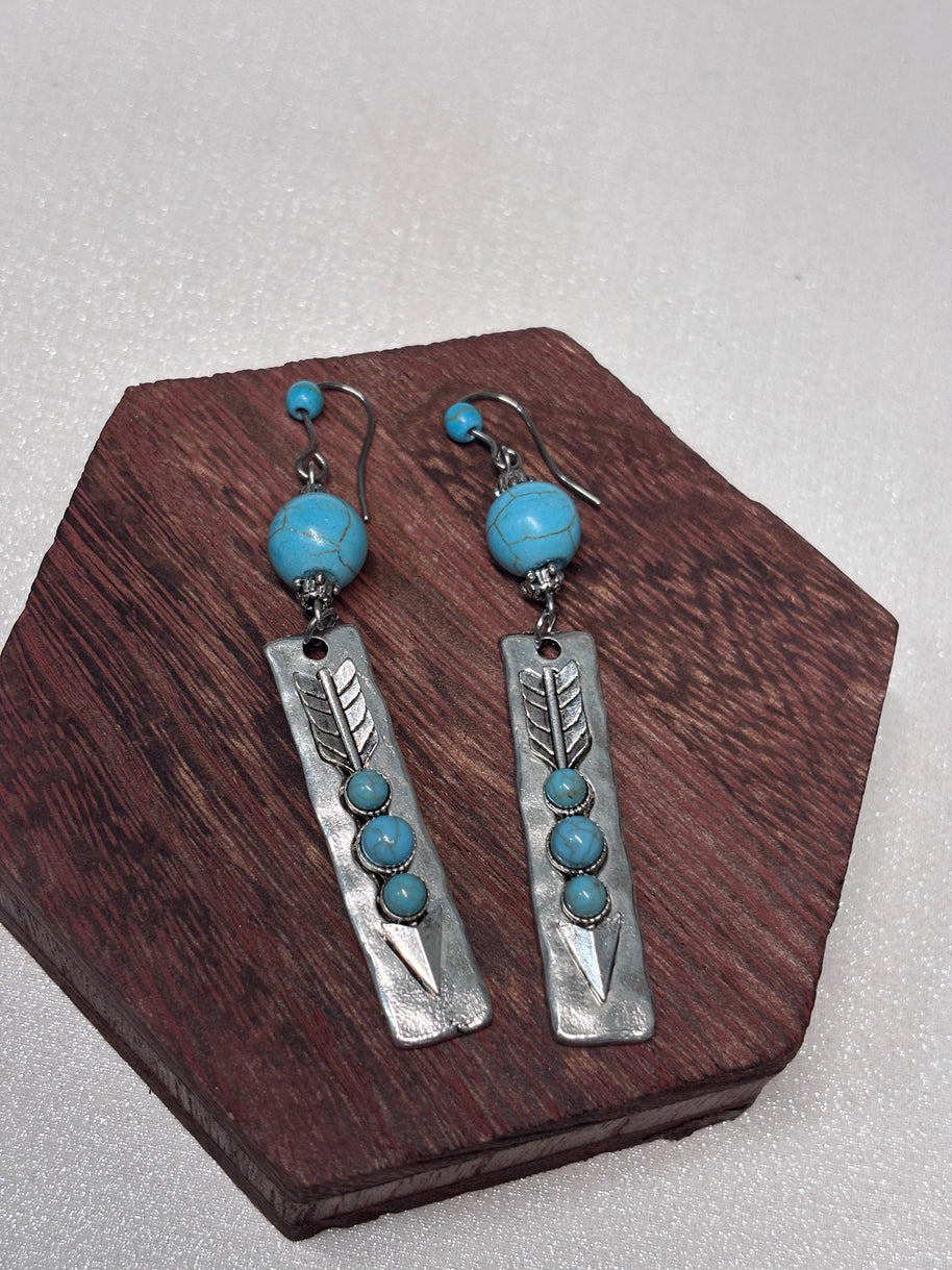 Orecchini boho turchese e argento | Orecchini pendenti stile boho | Orecchini artigianali donna | Idea regalo